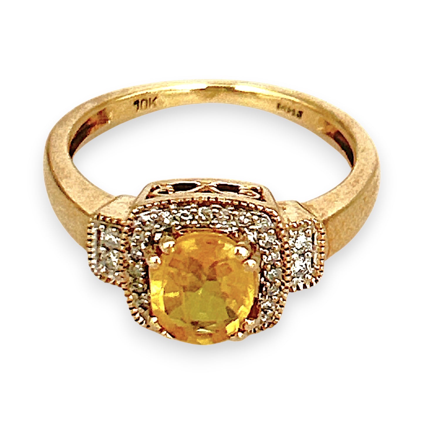 XMAS DEAL | 10kt Gold Michael Hill Yellow Sapphire & Diamond Halo Ring Valuation $3,250