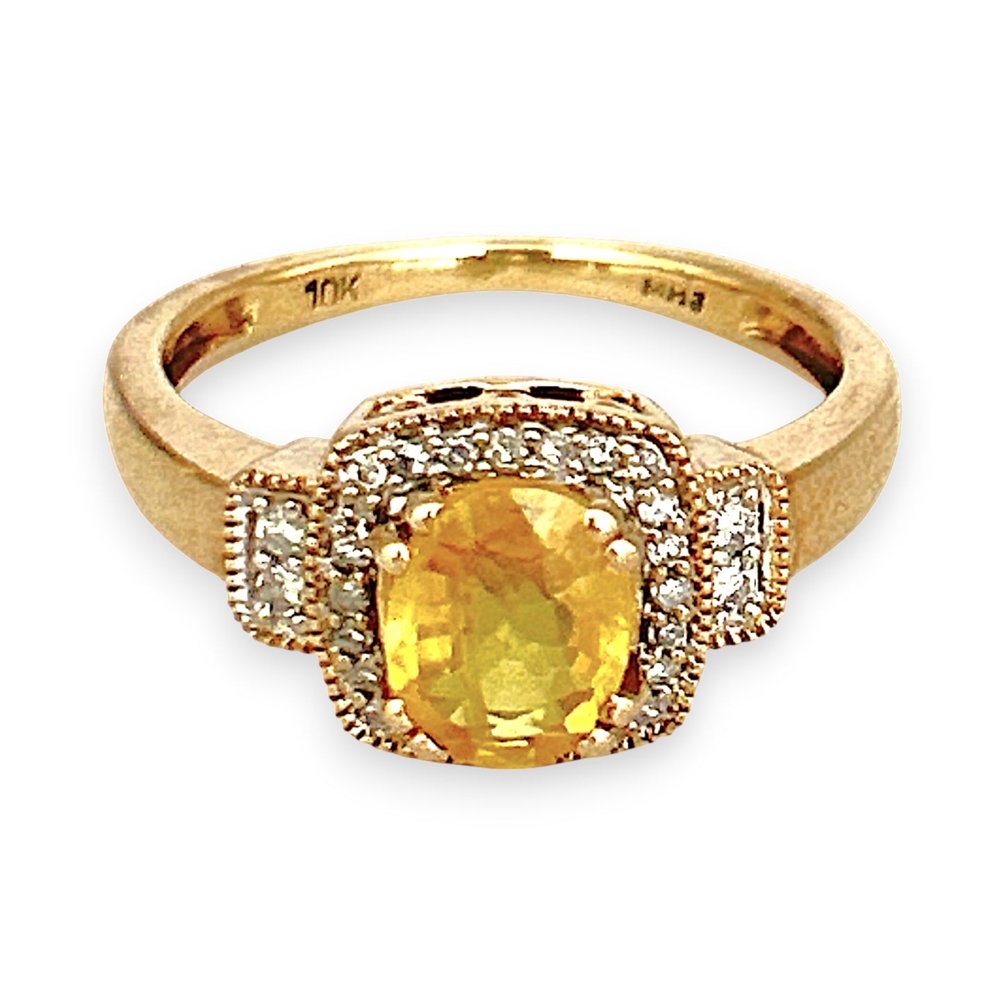 XMAS DEAL | 10kt Gold Michael Hill Yellow Sapphire & Diamond Halo Ring Valuation $3,250