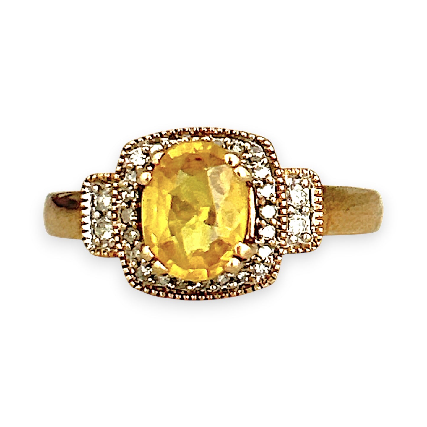 XMAS DEAL | 10kt Gold Michael Hill Yellow Sapphire & Diamond Halo Ring Valuation $3,250