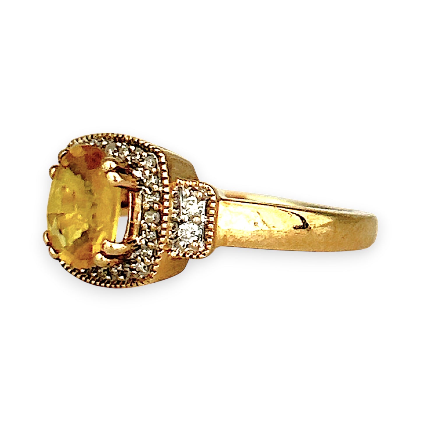 XMAS DEAL | 10kt Gold Michael Hill Yellow Sapphire & Diamond Halo Ring Valuation $3,250