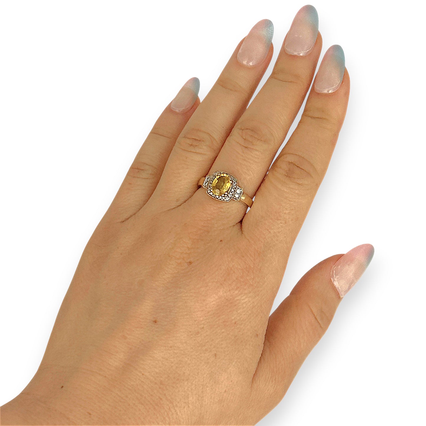XMAS DEAL | 10kt Gold Michael Hill Yellow Sapphire & Diamond Halo Ring Valuation $3,250
