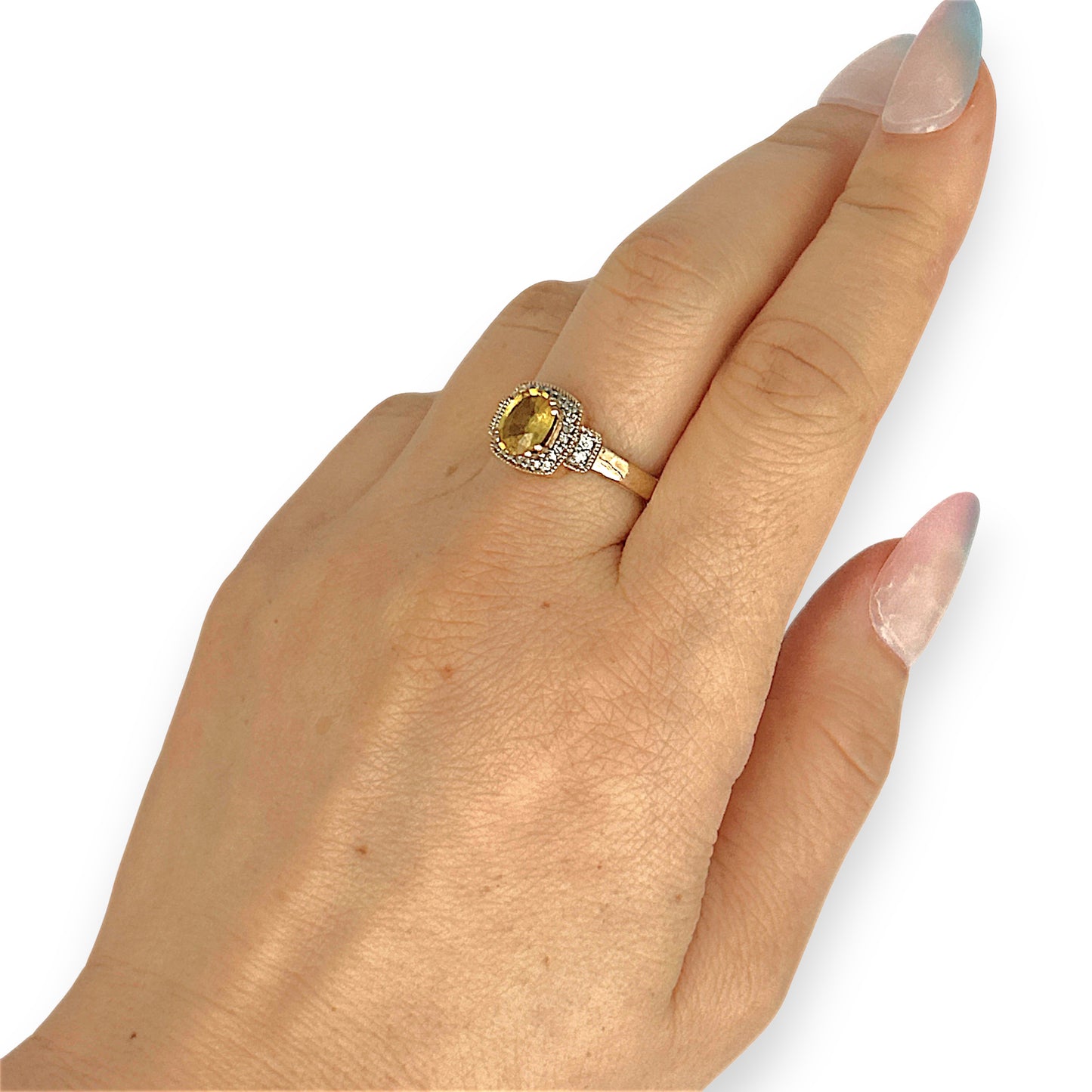 XMAS DEAL | 10kt Gold Michael Hill Yellow Sapphire & Diamond Halo Ring Valuation $3,250