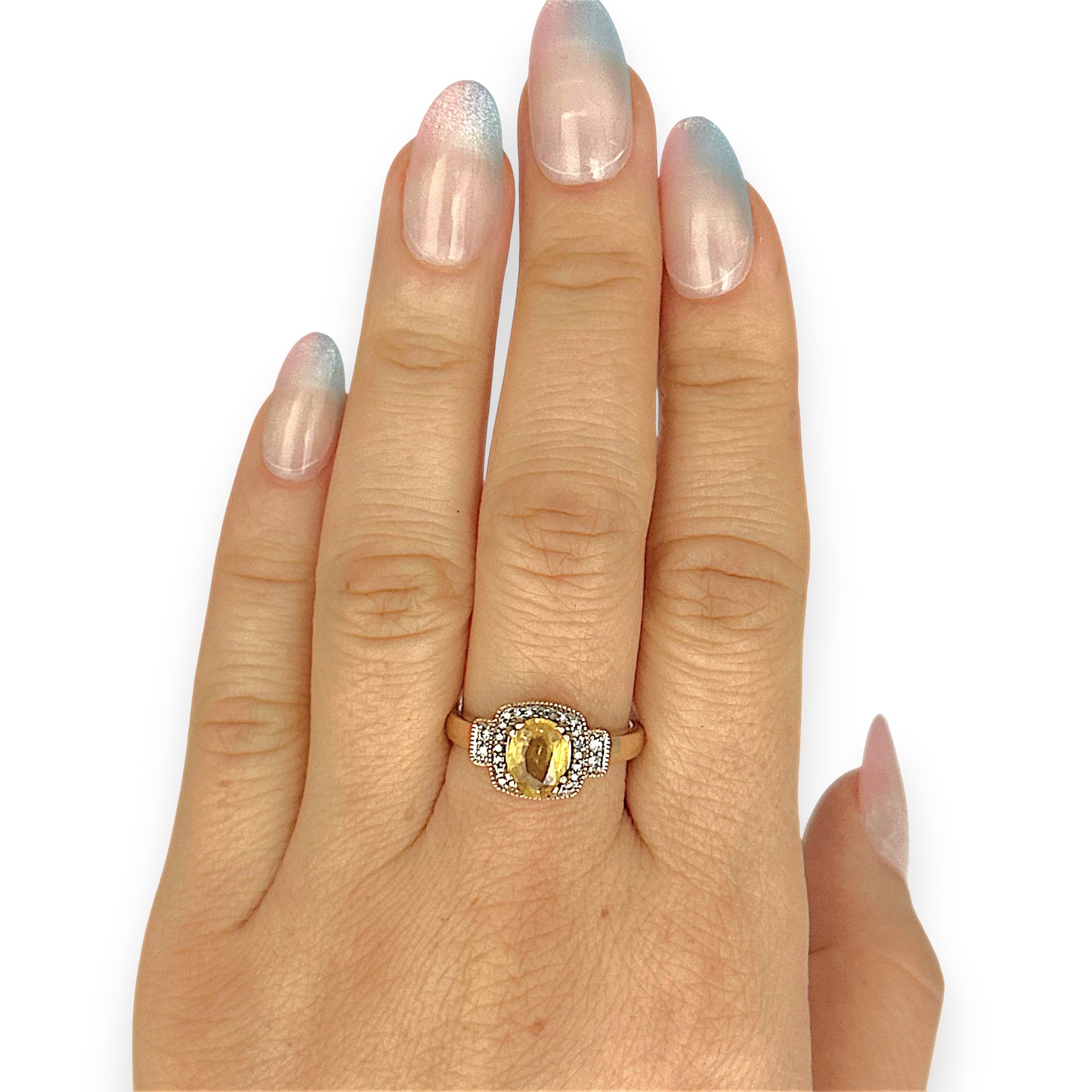 XMAS DEAL | 10kt Gold Michael Hill Yellow Sapphire & Diamond Halo Ring Valuation $3,250