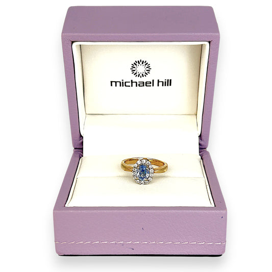 XMAS DEAL | 10kt Gold Michael Hill Blue Radiance Halo Ring Valuation $2,990