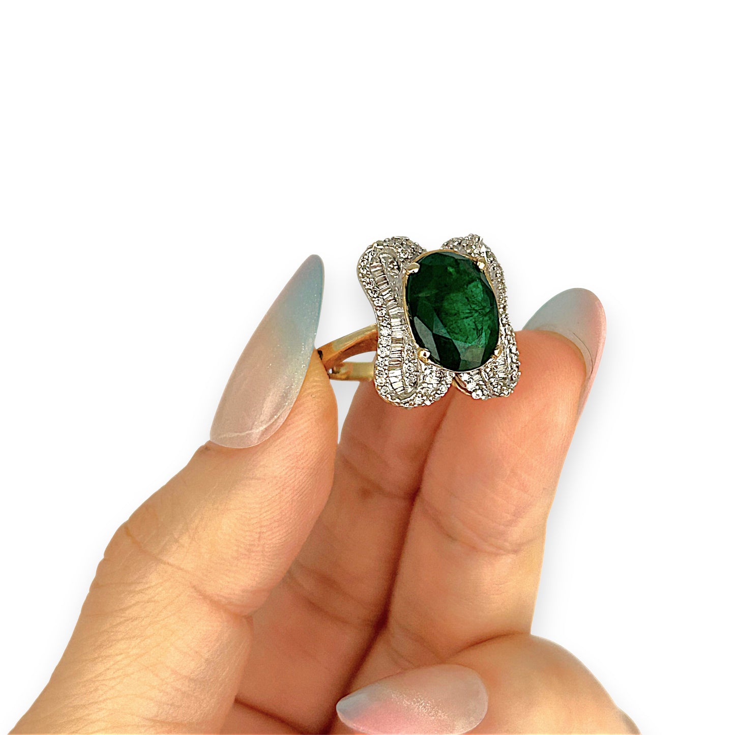 XMAS DEAL | 14kt Gold Emerald Majesty Statement Ring Valuation $4,900