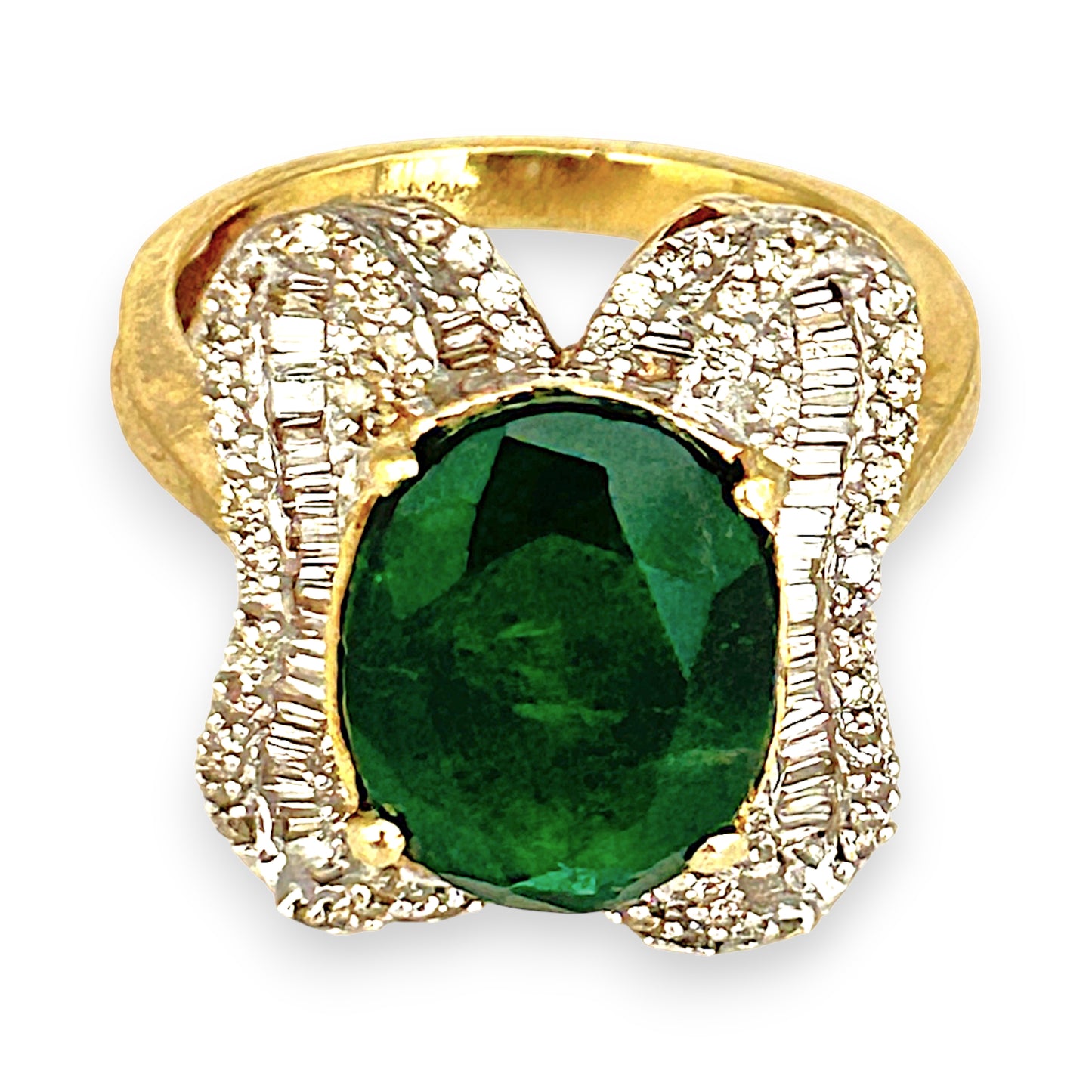 XMAS DEAL | 14kt Gold Emerald Majesty Statement Ring Valuation $4,900