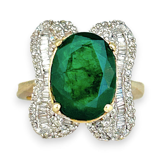 XMAS DEAL | 14kt Gold Emerald Majesty Statement Ring Valuation $4,900