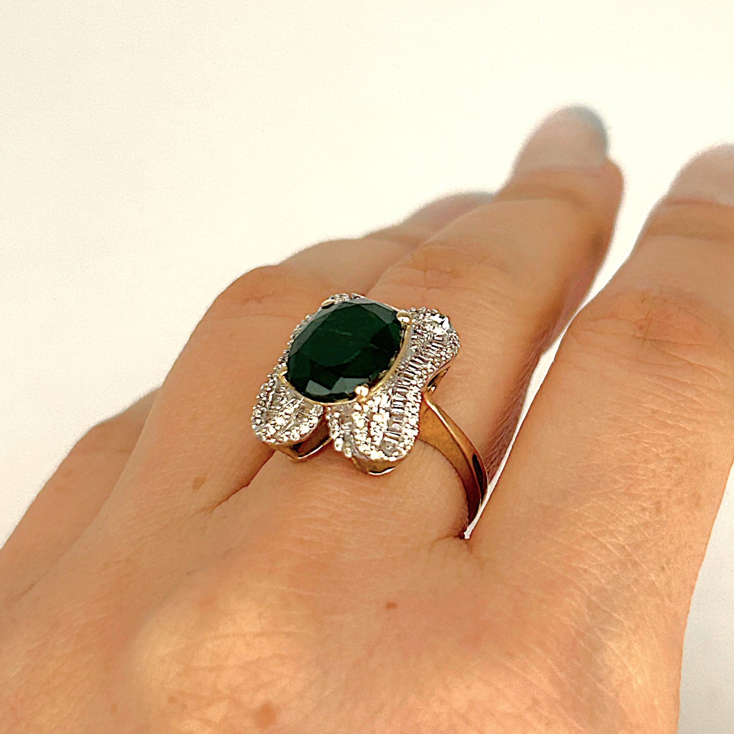 XMAS DEAL | 14kt Gold Emerald Majesty Statement Ring Valuation $4,900