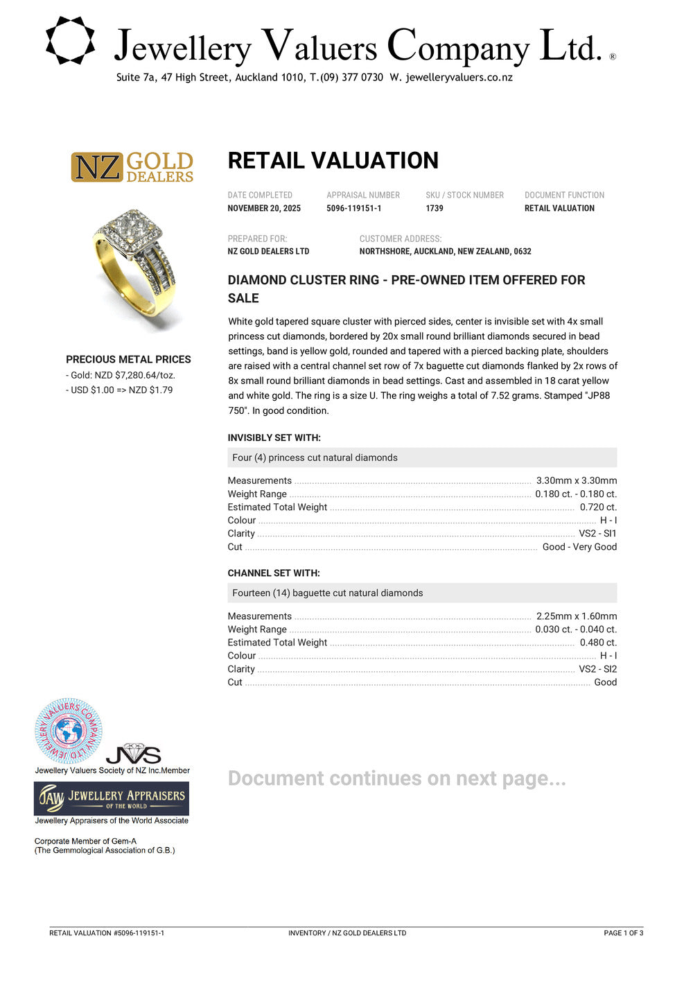 XMAS DEAL | 18kt Gold  Imperial Glow Diamond Ring TDW 1.70ct. Valuation $10,900