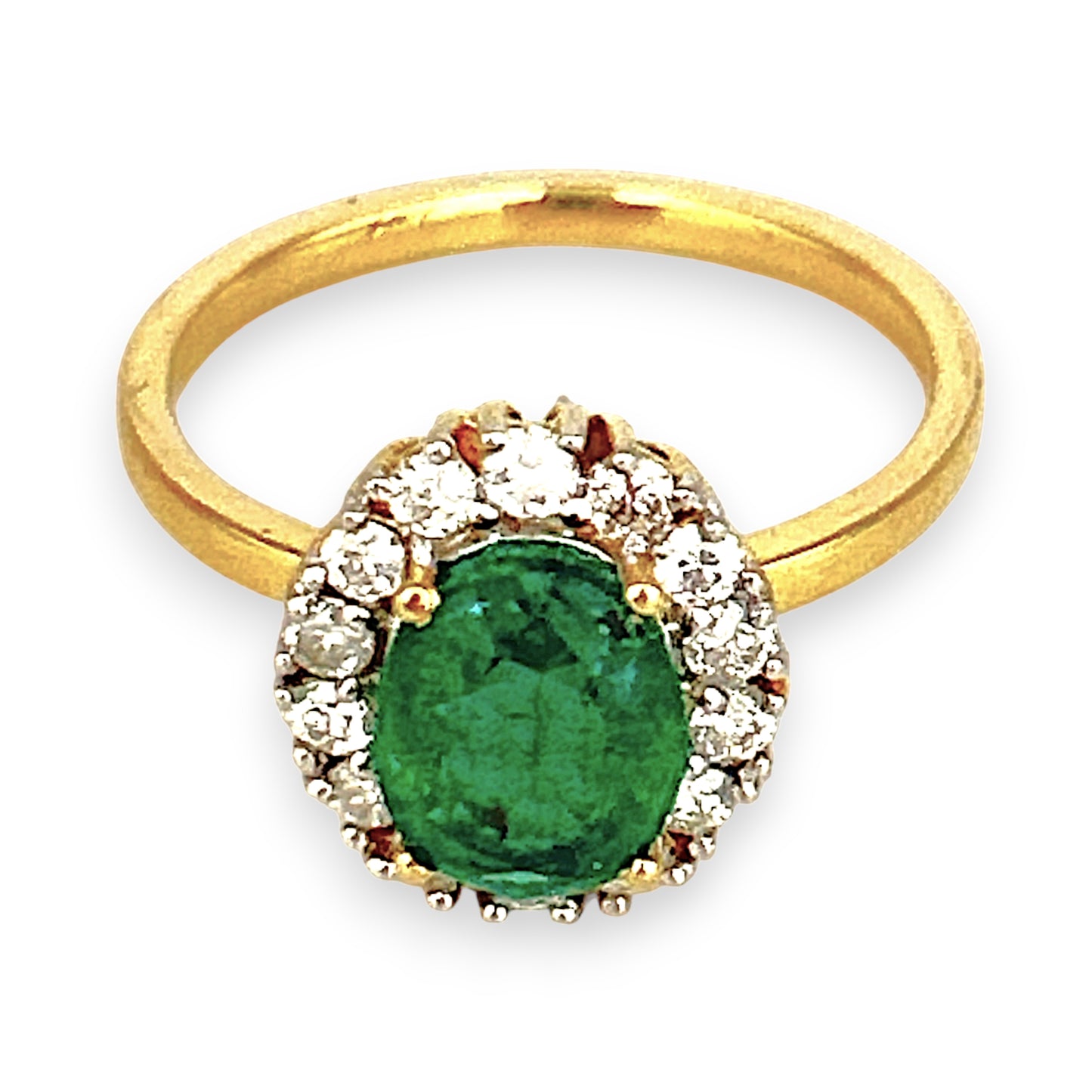 XMAS DEAL | 18kt Gold Emerald Halo Diamond Ring Valuation $5,300
