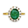 XMAS DEAL | 18kt Gold Emerald Halo Diamond Ring Valuation $5,300