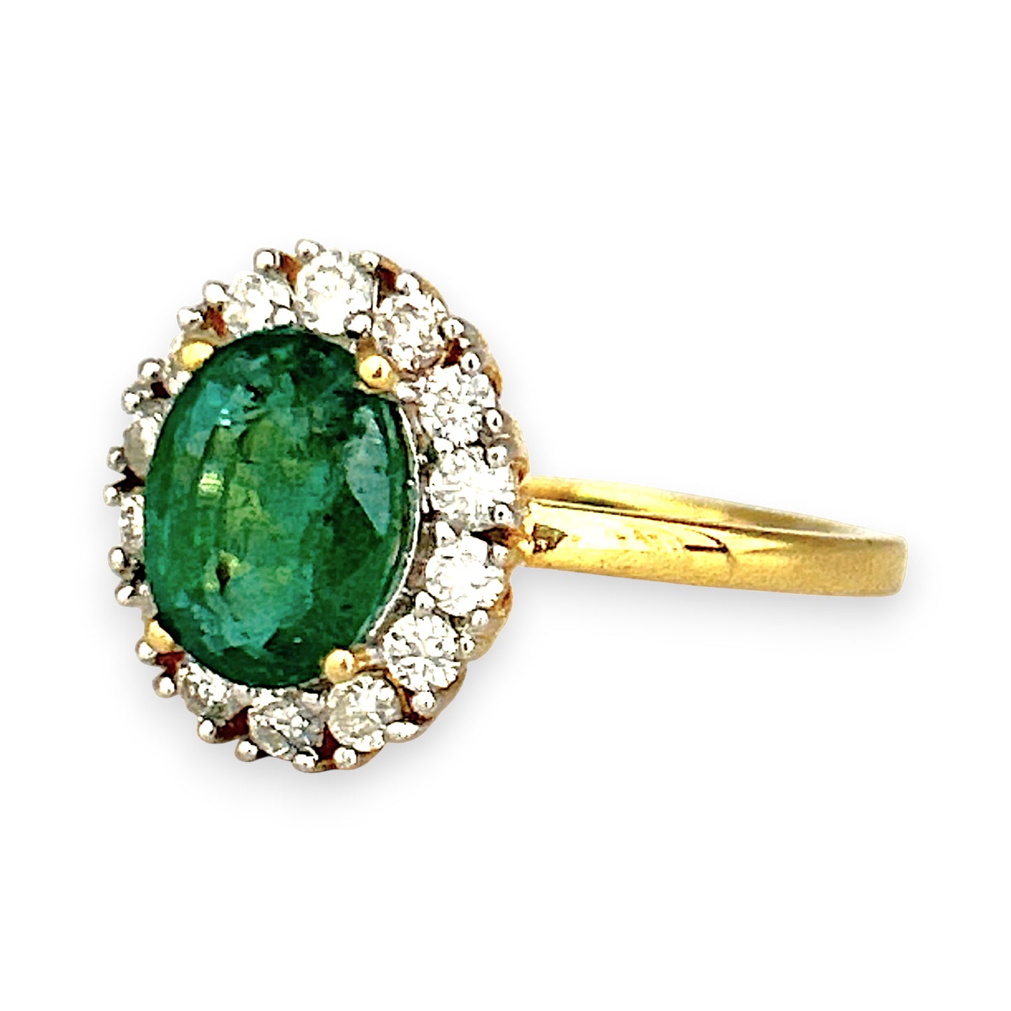 XMAS DEAL | 18kt Gold Emerald Halo Diamond Ring Valuation $5,300