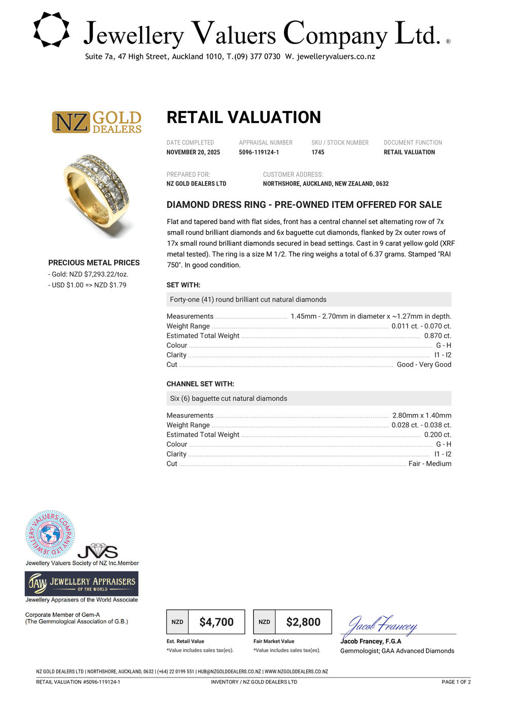 GOLD DEAL | 9kt Gold Trinity Radiance 1.07ct Diamond Band Valuation $4,700