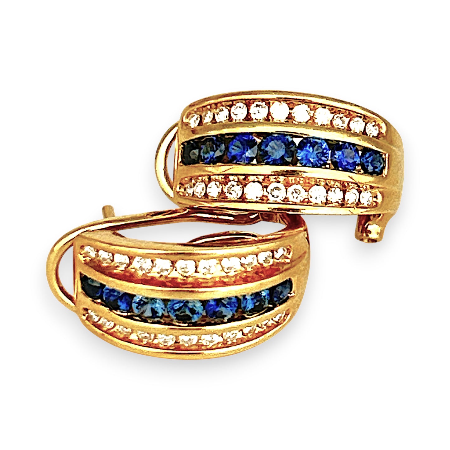 XMAS DEAL | 18kt Gold Vintage Sapphire & Diamond Earrings Valuation $5,990