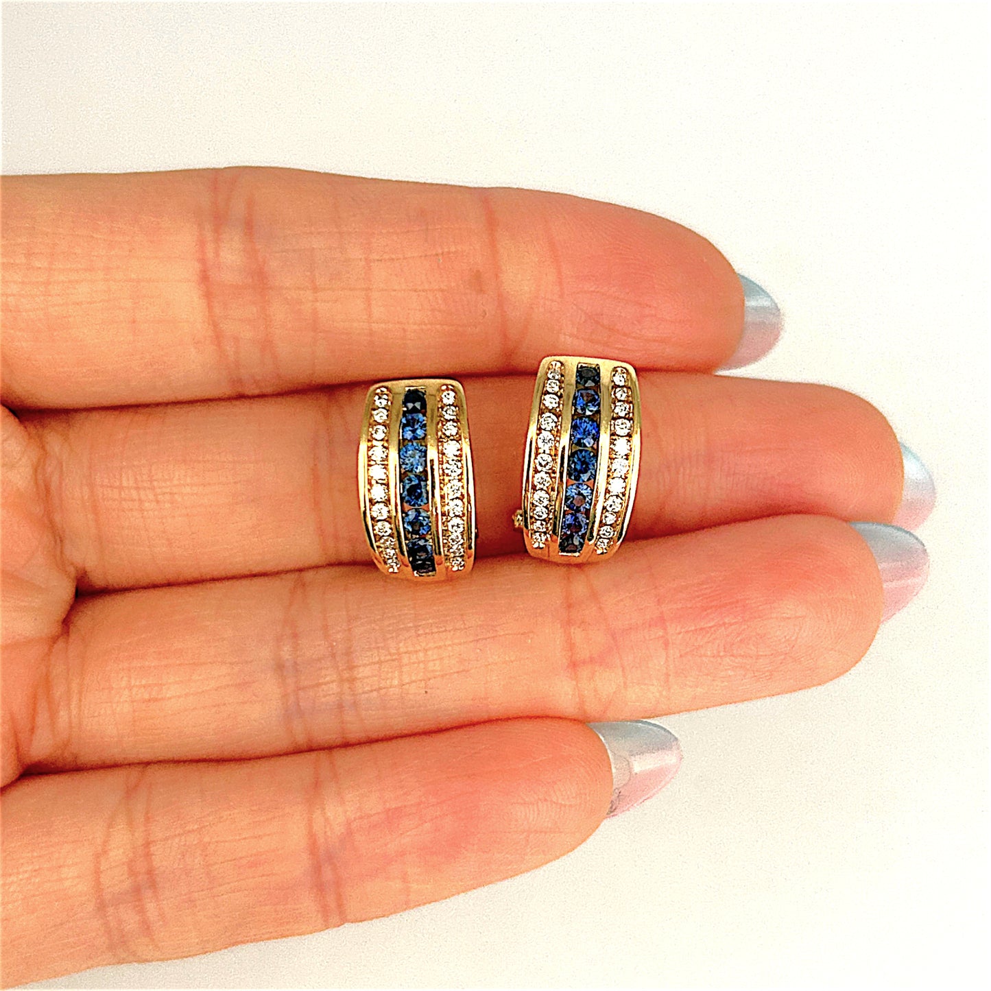XMAS DEAL | 18kt Gold Vintage Sapphire & Diamond Earrings Valuation $5,990