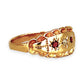 XMAS DEAL | 18kt Gold Solara Vintage Ring with Garnets & Diamond Size Q