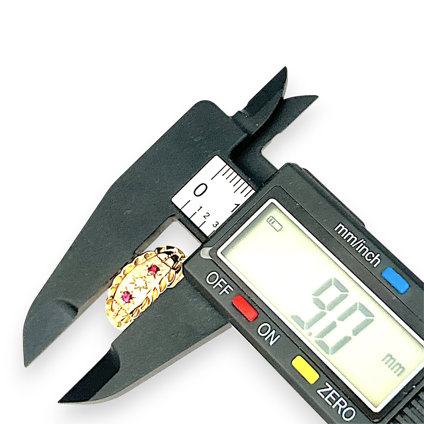 XMAS DEAL | 18kt Gold Solara Vintage Ring with Garnets & Diamond Size Q