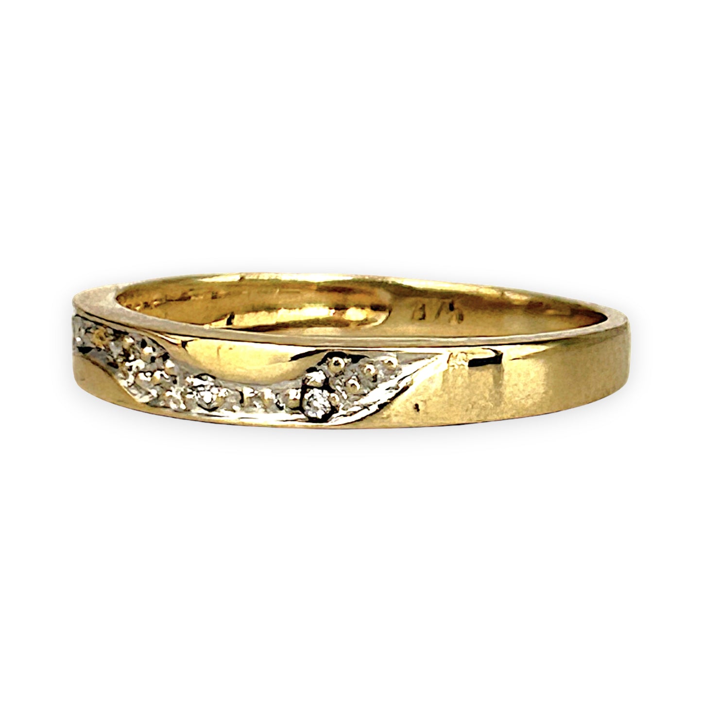 GOLD DEAL | 9ct Gold Golden Wave – Diamond Accent Ring Size L