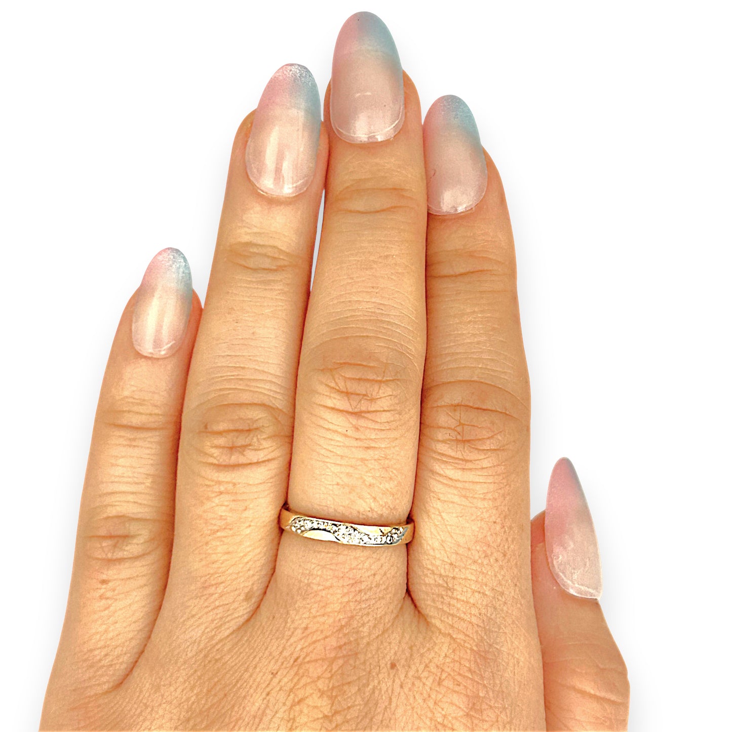 GOLD DEAL | 9ct Gold Golden Wave – Diamond Accent Ring Size L