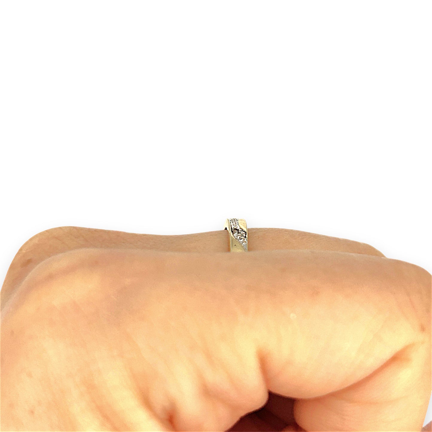 GOLD DEAL | 9ct Gold Golden Wave – Diamond Accent Ring Size L