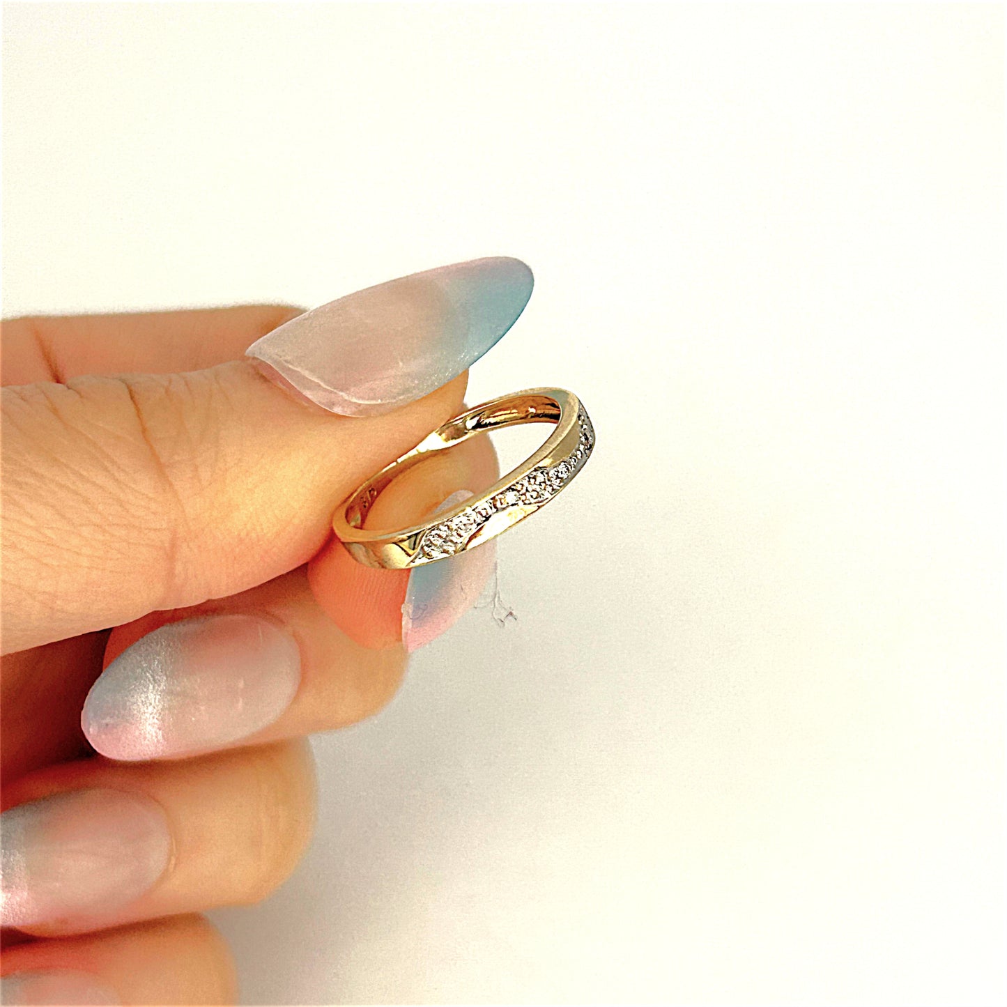 GOLD DEAL | 9ct Gold Golden Wave – Diamond Accent Ring Size L