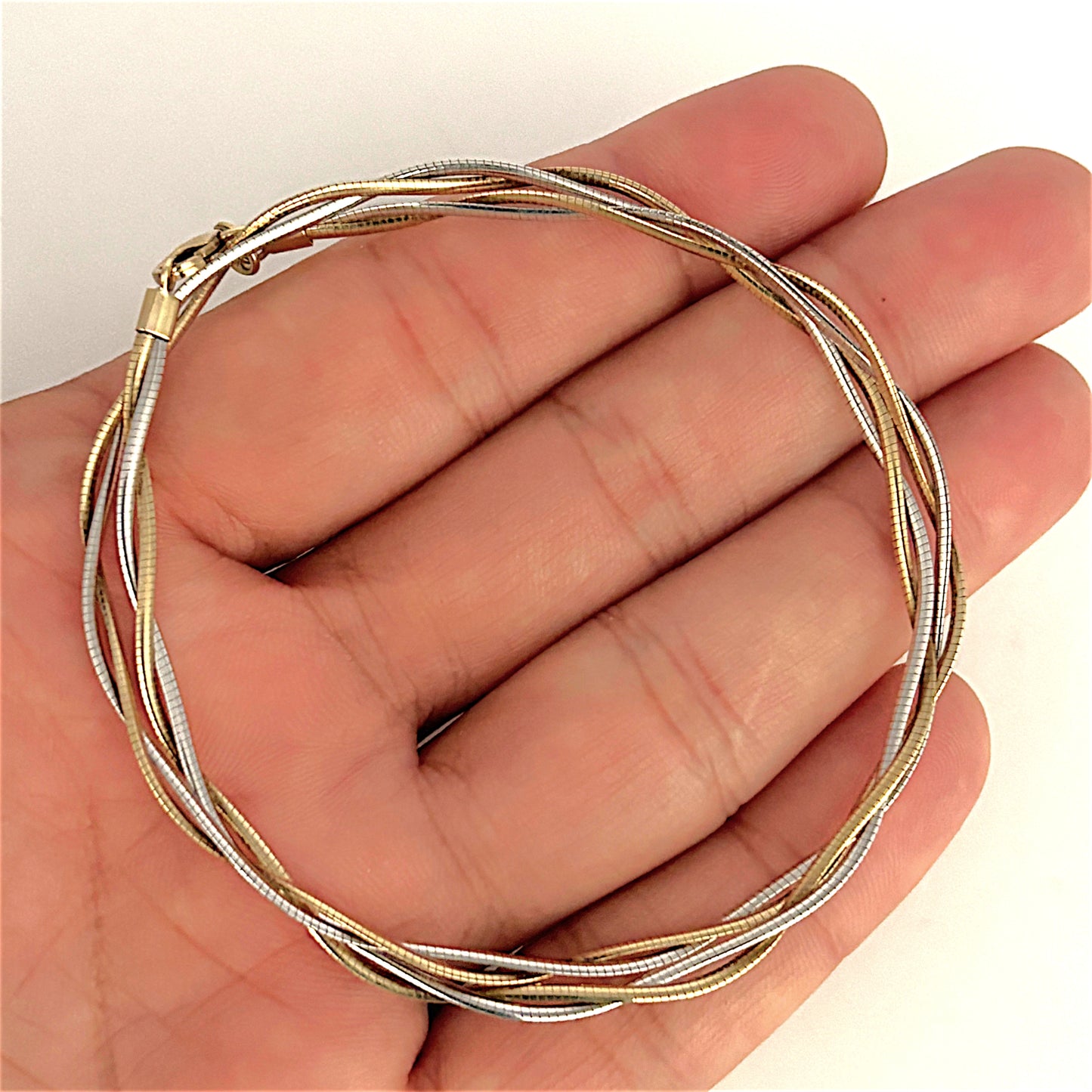 GOLD DEAL | 9ct (9k) Y/W Gold Refurbished Twist Duo Chain 43.5cm