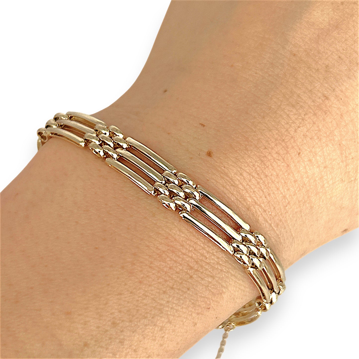 GOLD DEAL | 9kt Gold Vintage Three-Bar Gate Bracelet-Refurbished