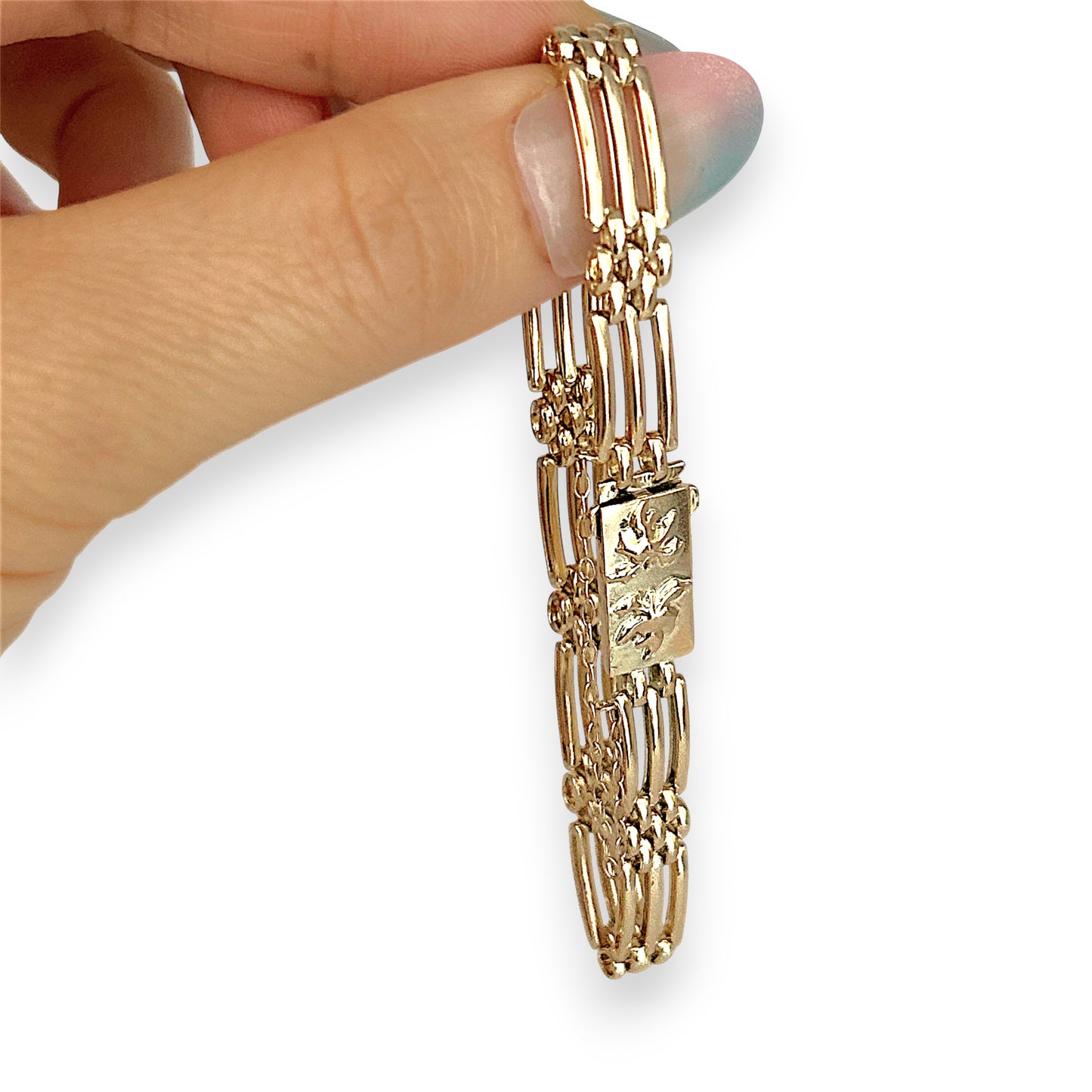 GOLD DEAL | 9kt Gold Vintage Three-Bar Gate Bracelet-Refurbished