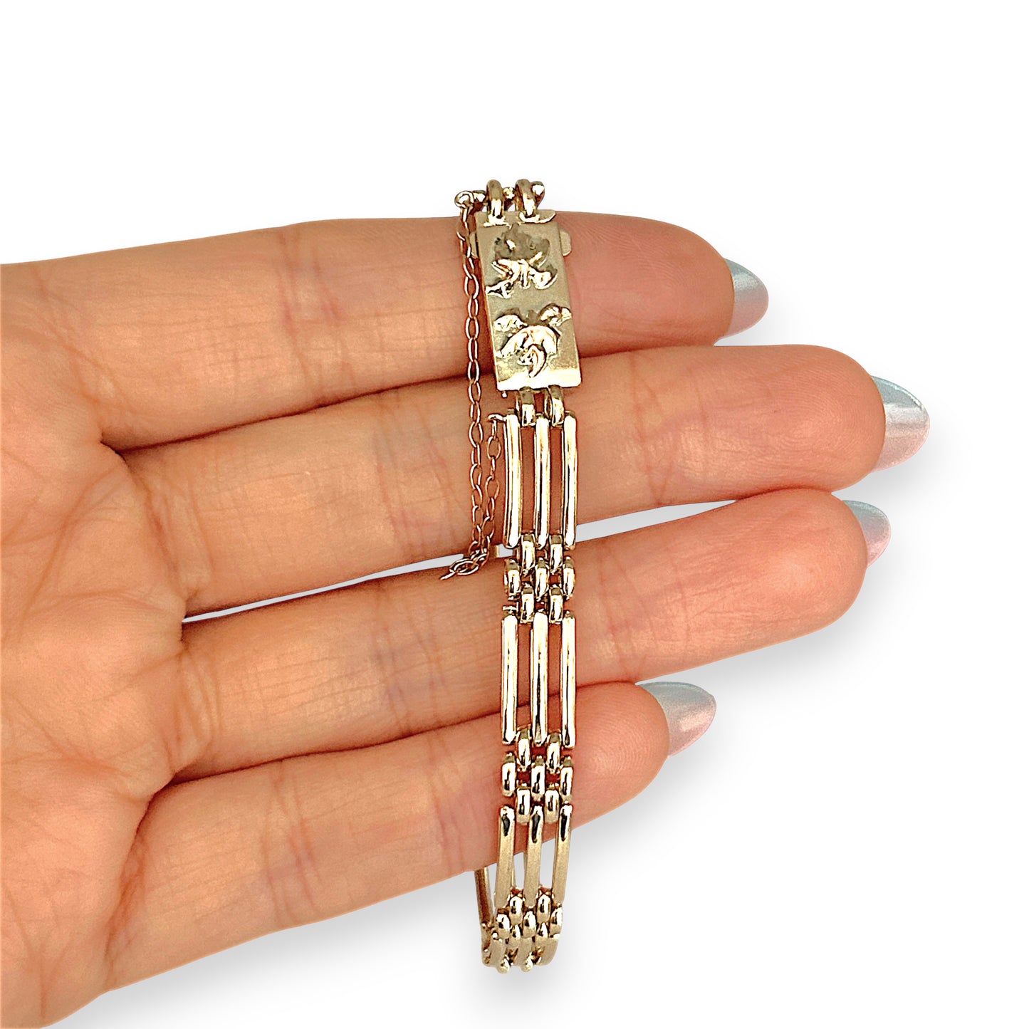 GOLD DEAL | 9kt Gold Vintage Three-Bar Gate Bracelet-Refurbished