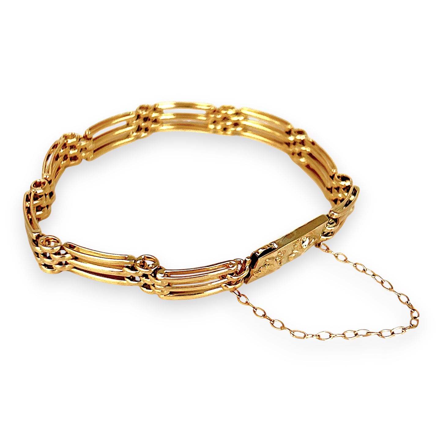 GOLD DEAL | 9kt Gold Vintage Three-Bar Gate Bracelet-Refurbished