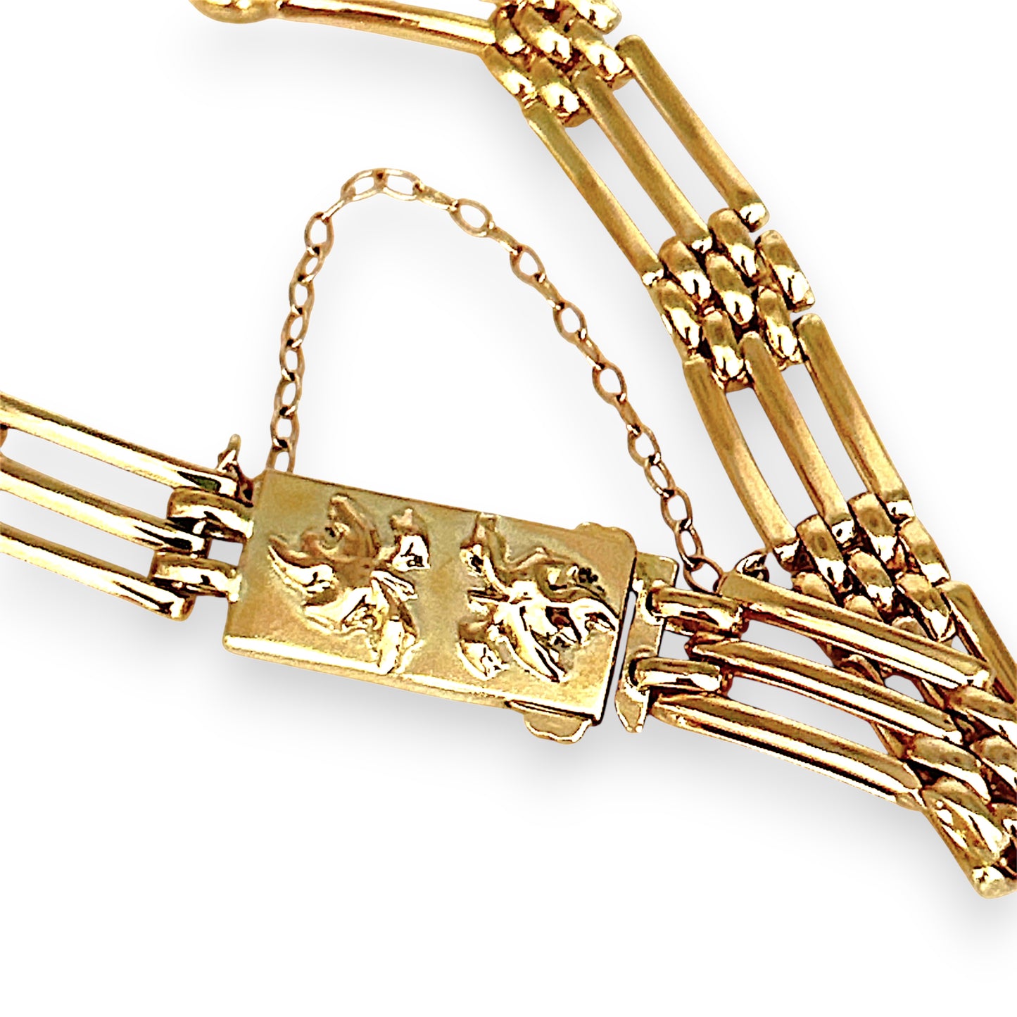 GOLD DEAL | 9kt Gold Vintage Three-Bar Gate Bracelet-Refurbished