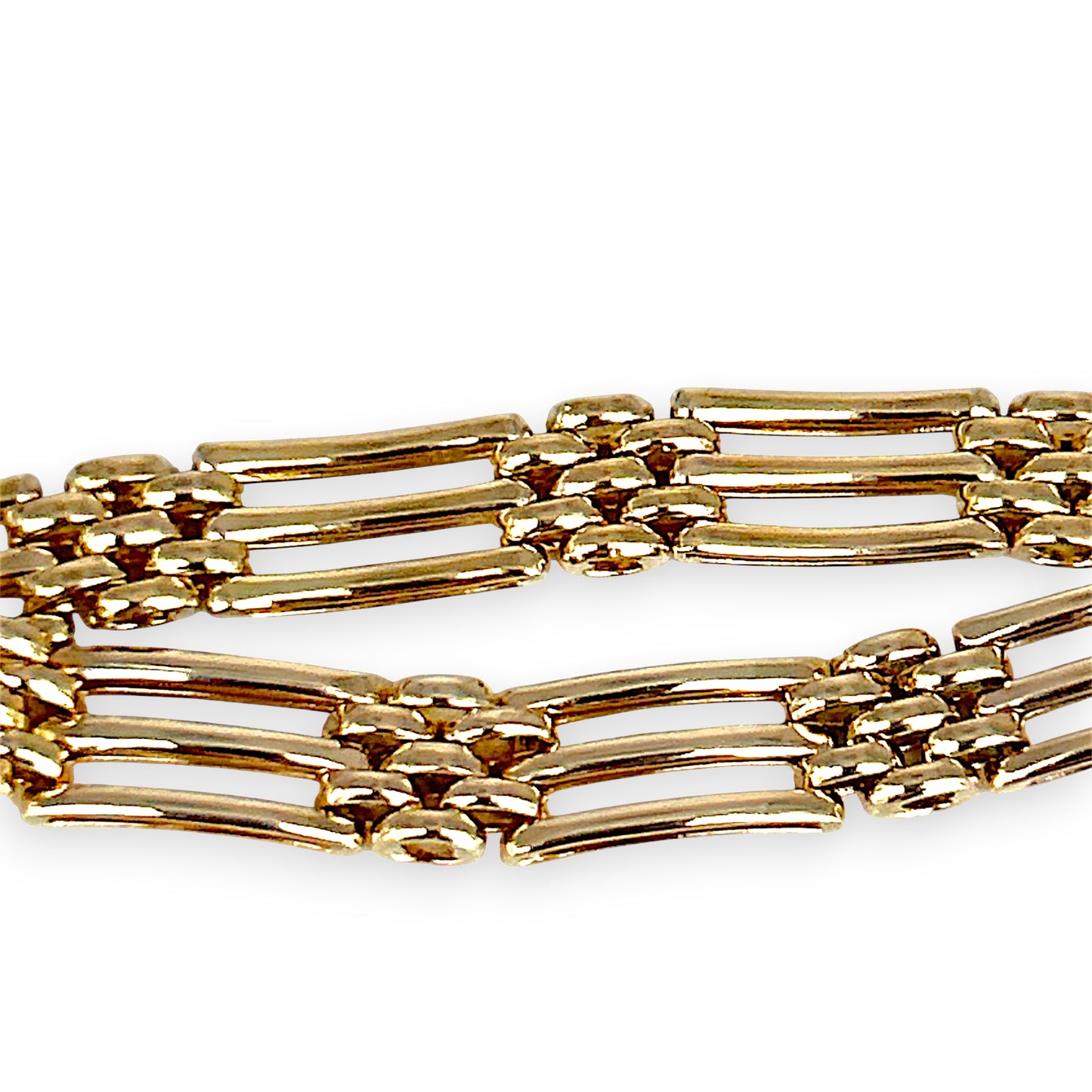 GOLD DEAL | 9kt Gold Vintage Three-Bar Gate Bracelet-Refurbished