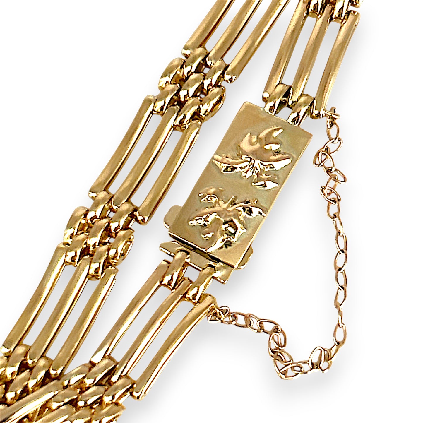 GOLD DEAL | 9kt Gold Vintage Three-Bar Gate Bracelet-Refurbished