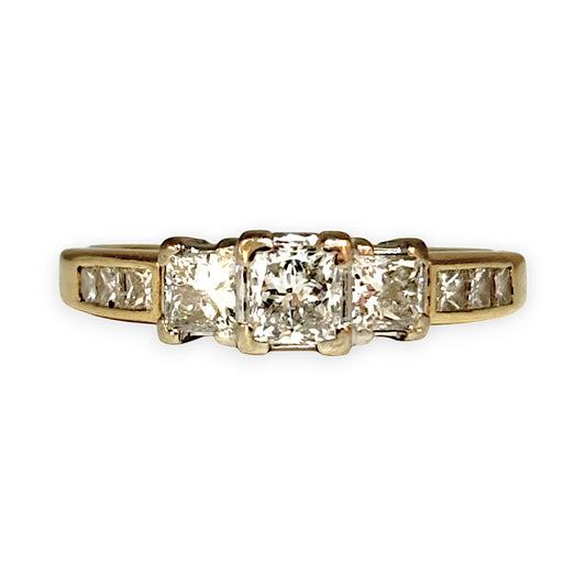 18ct Y/W Gold 0.81ct Princess Cuts Diamond Set Ring Valuation $5,400. R # 177