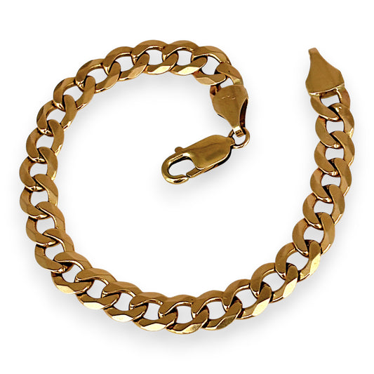 NZGD | 9ct Gold Solstice Edge‑Cut Curb Link Bracelet 21cm