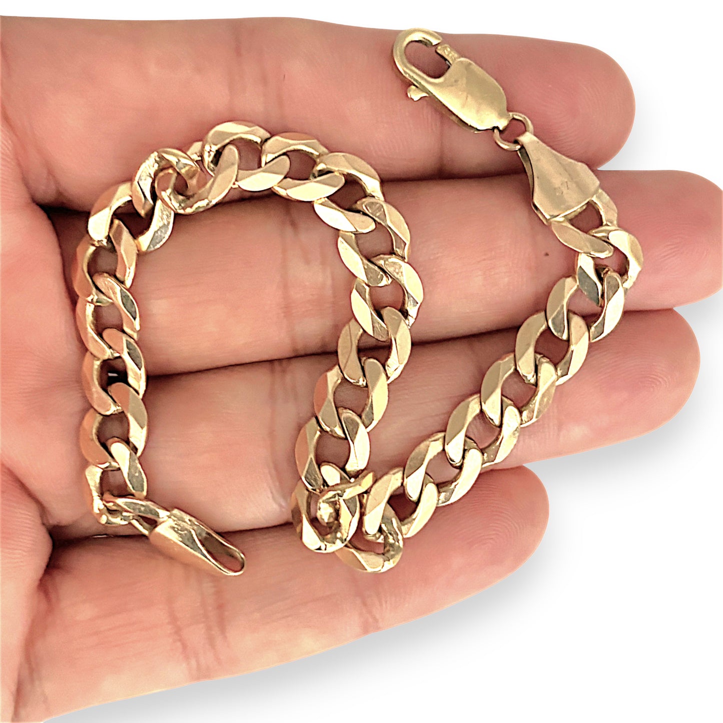 NZGD | 9ct Gold Solstice Edge‑Cut Curb Link Bracelet 21cm
