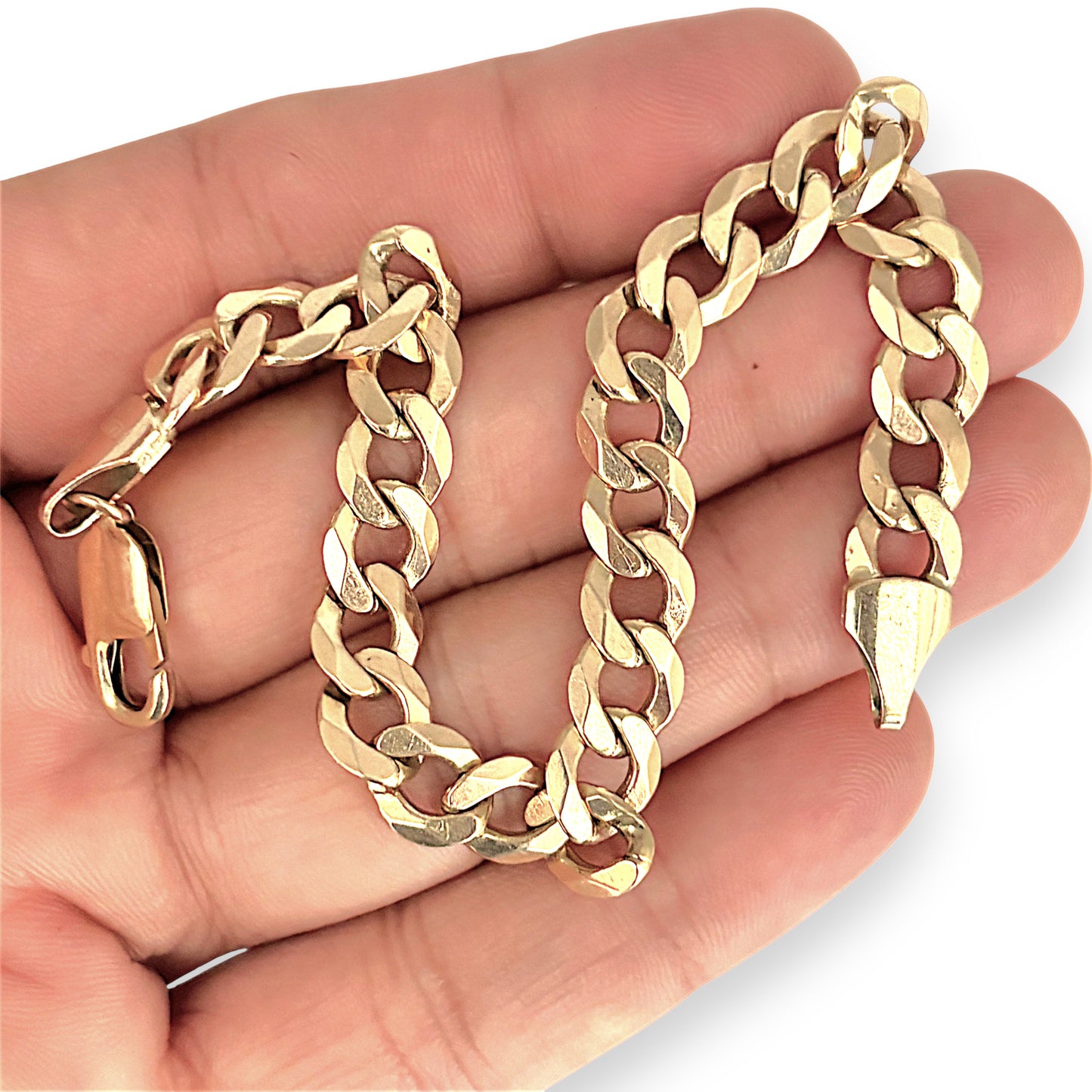NZGD | 9ct Gold Solstice Edge‑Cut Curb Link Bracelet 21cm