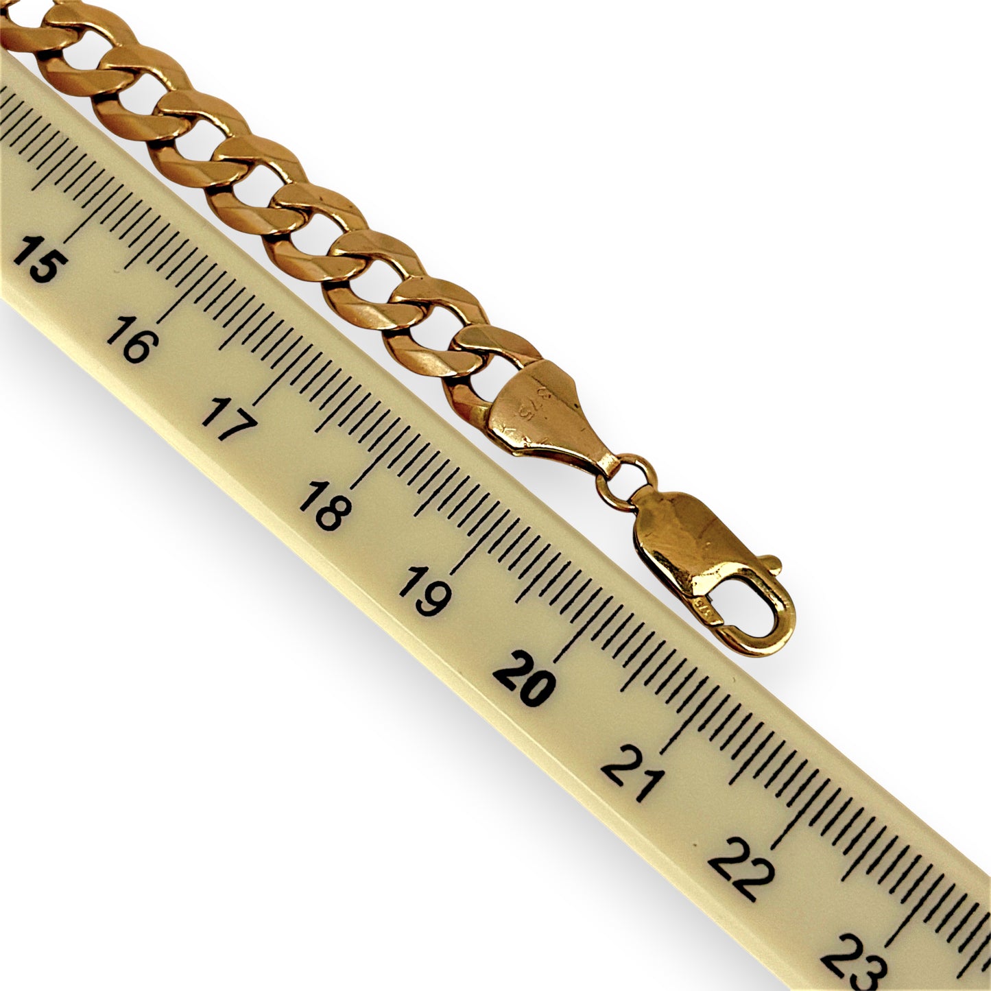 NZGD | 9ct Gold Solstice Edge‑Cut Curb Link Bracelet 21cm