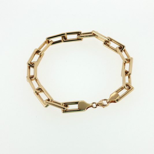NZGD | 18ct Yellow Gold Elongated Link Chain Bracelet 19cm