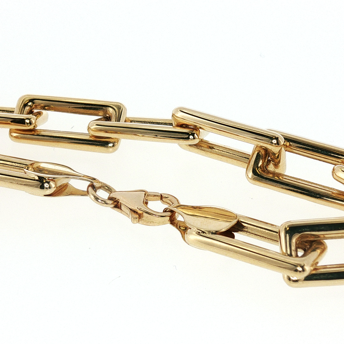 NZGD | 18ct Yellow Gold Elongated Link Chain Bracelet 19cm