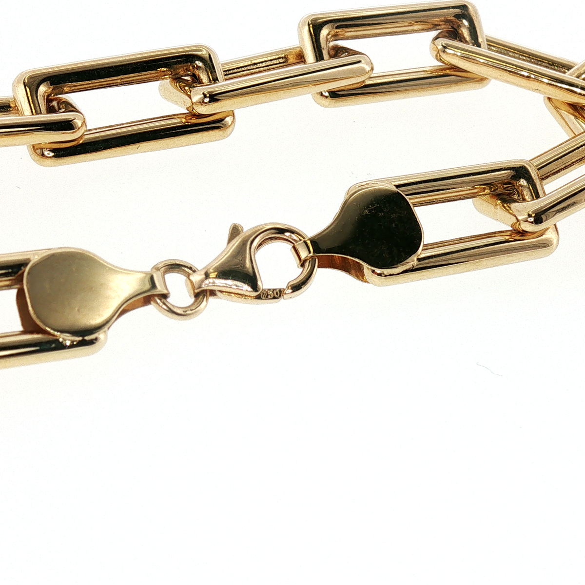 NZGD | 18ct Yellow Gold Elongated Link Chain Bracelet 19cm