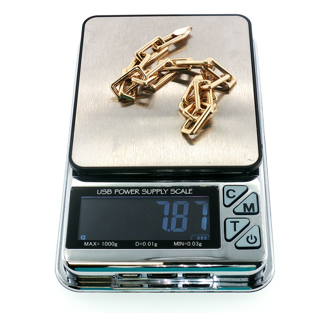 NZGD | 18ct Yellow Gold Elongated Link Chain Bracelet 19cm