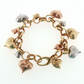 NZGD | 18ct Gold Tri-Color Textured Heart Charm Bracelet 19cm