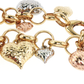 NZGD | 18ct Gold Tri-Color Textured Heart Charm Bracelet 19cm