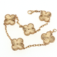 NZGD | 18ct Yellow Gold Textured Clover Motif Chain Bracelet 18cm