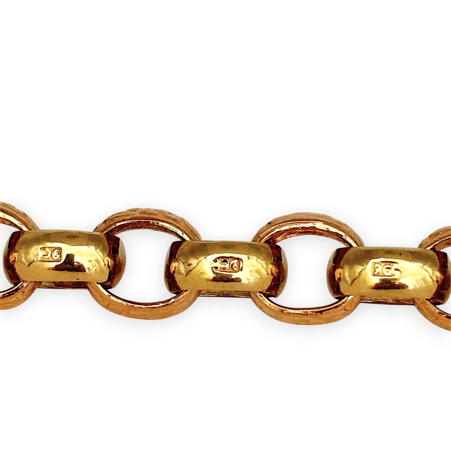 NZGD | 9ct Two‑Tone Gold Engraved Belcher Link Bracelet 19cm