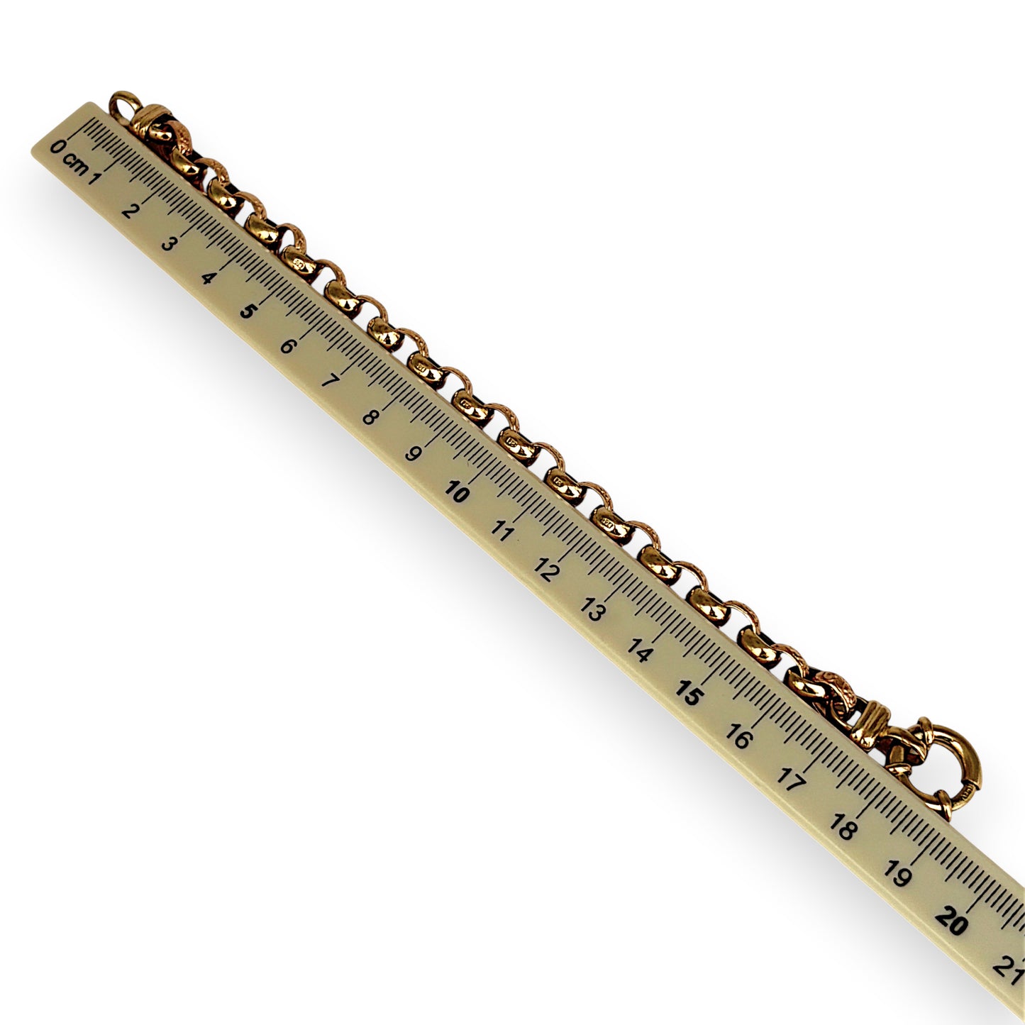 NZGD | 9ct Two‑Tone Gold Engraved Belcher Link Bracelet 19cm