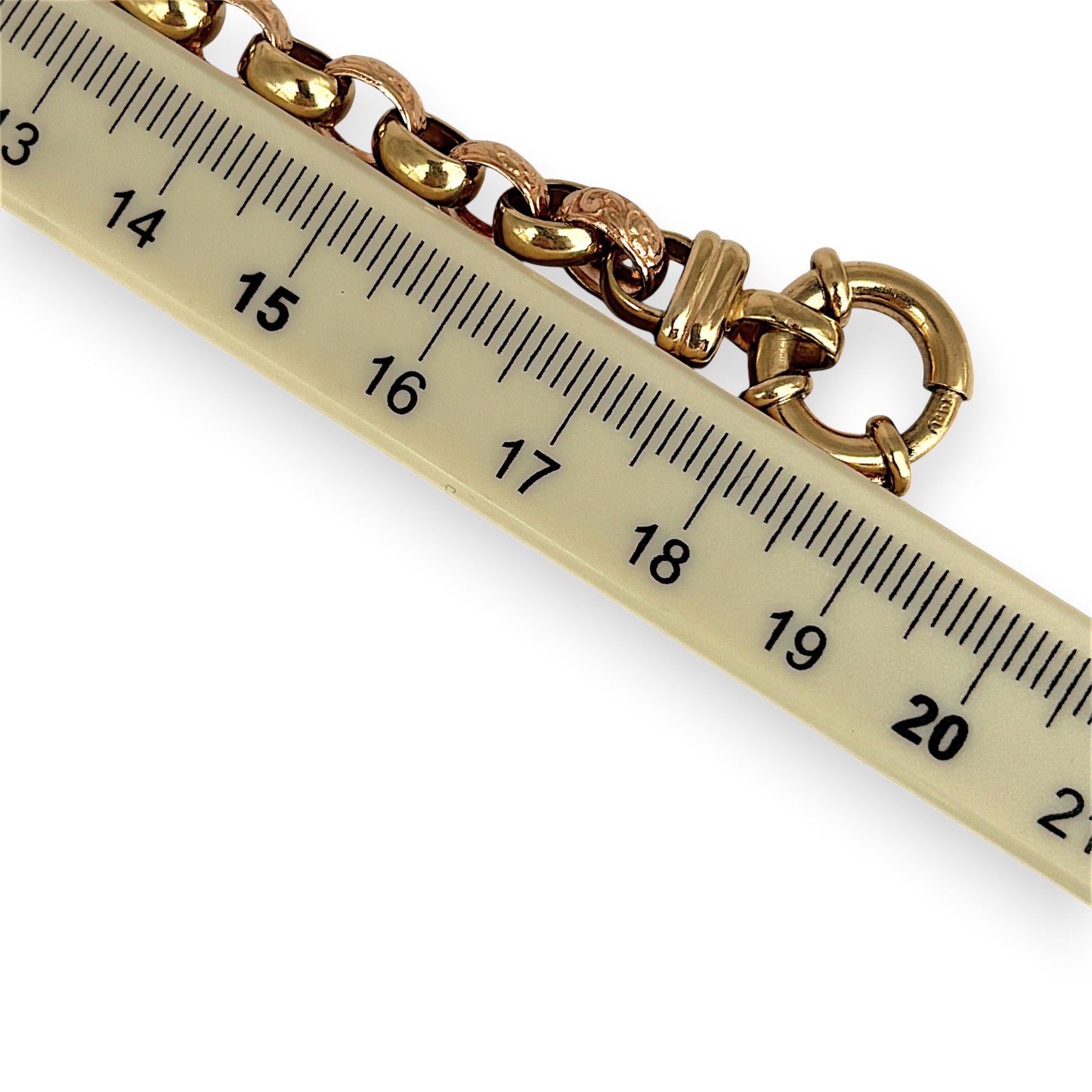 NZGD | 9ct Two‑Tone Gold Engraved Belcher Link Bracelet 19cm