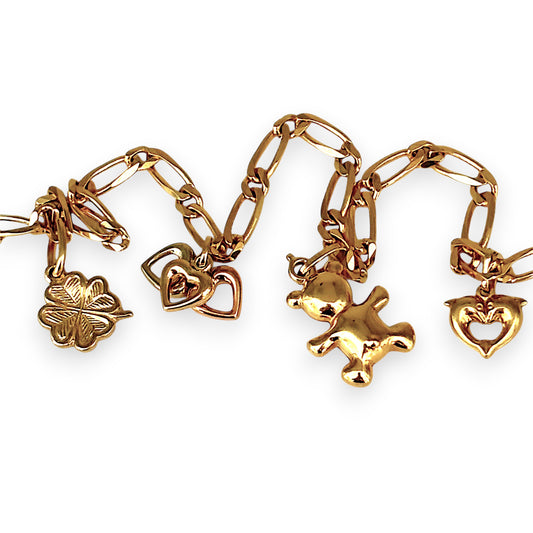 NZGD | 9ct Gold Figaro Charm Symphony Bracelet