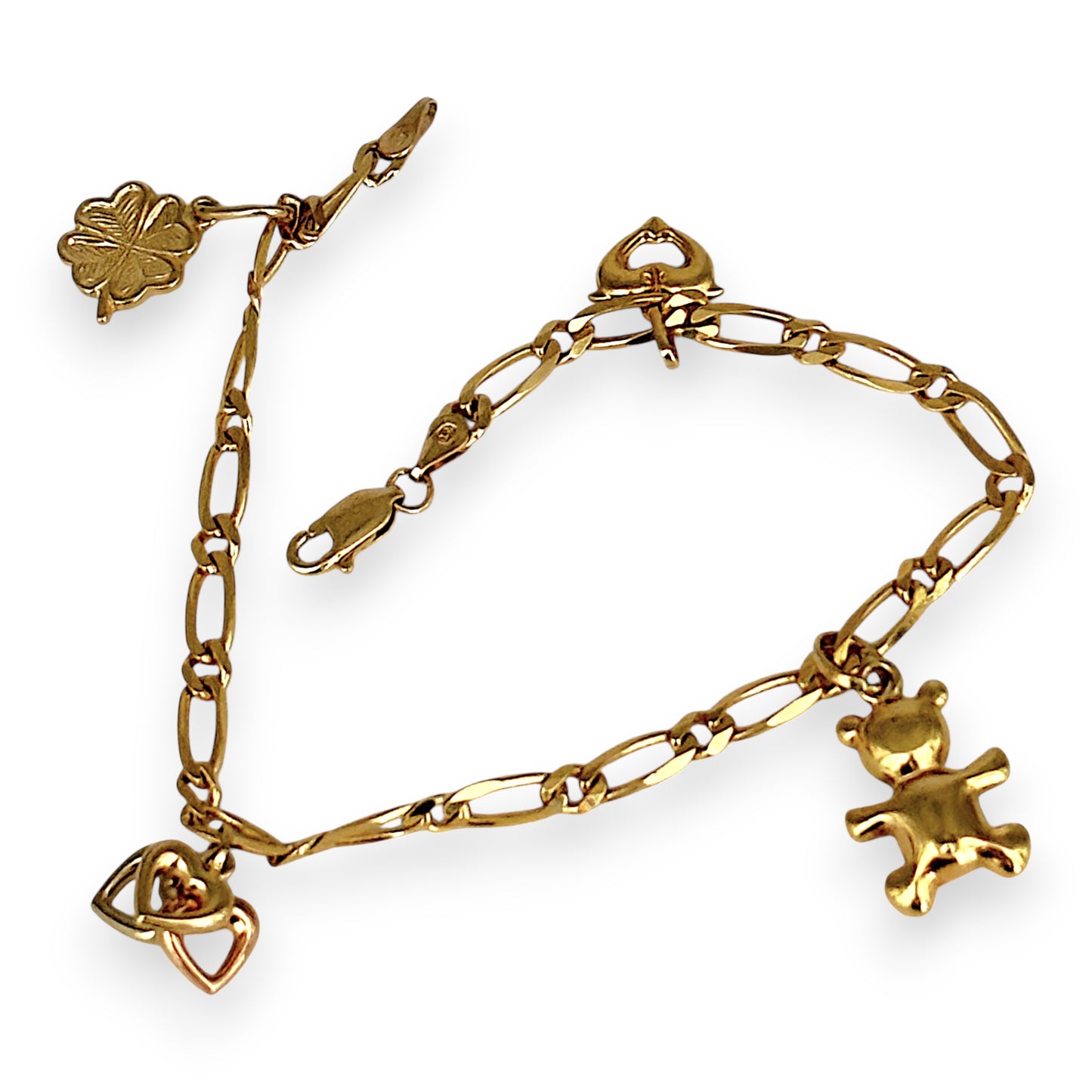 NZGD | 9ct Gold Figaro Charm Symphony Bracelet